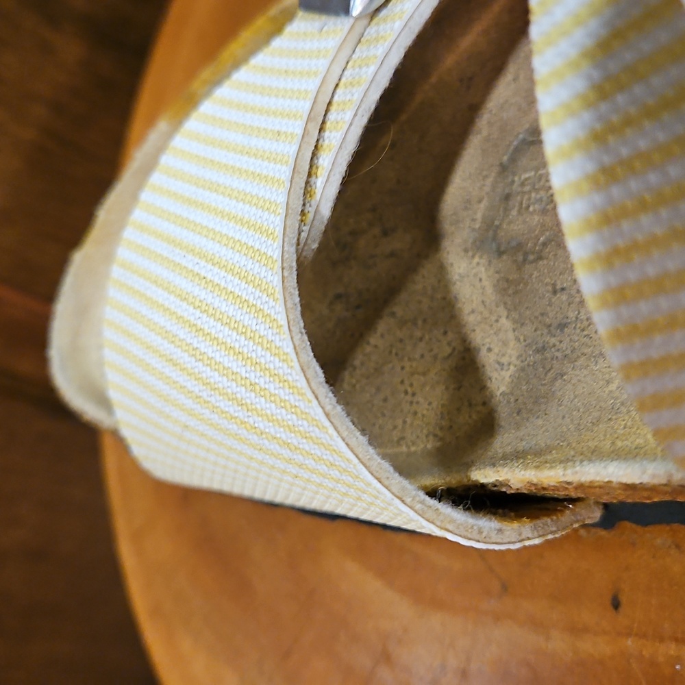 Birki's By Birkenstock Yellow & White Striped Silver Buckle Size 7.5 / 38 - Picture 15 of 15